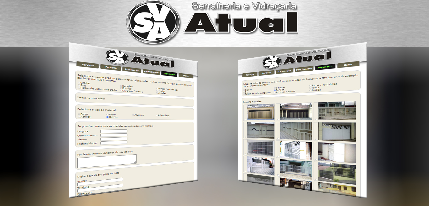Site Serralheria e Vidraçaria Atual.